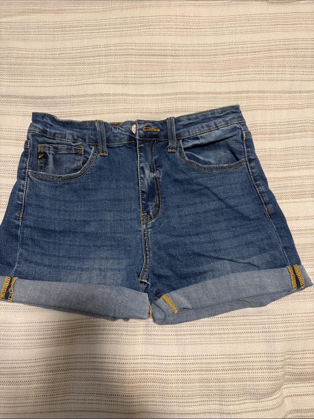Classic Blue Denim Roll-Cuff Women's Shorts